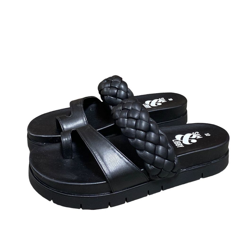 Sam & Libby Black Adelia Footbed Sandal Size 10 - worn twice